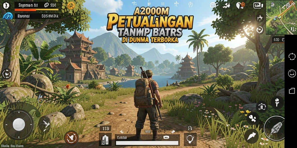 Screenshot A200M menunjukkan pengalaman bermain dunia terbuka yang menakjubkan.
