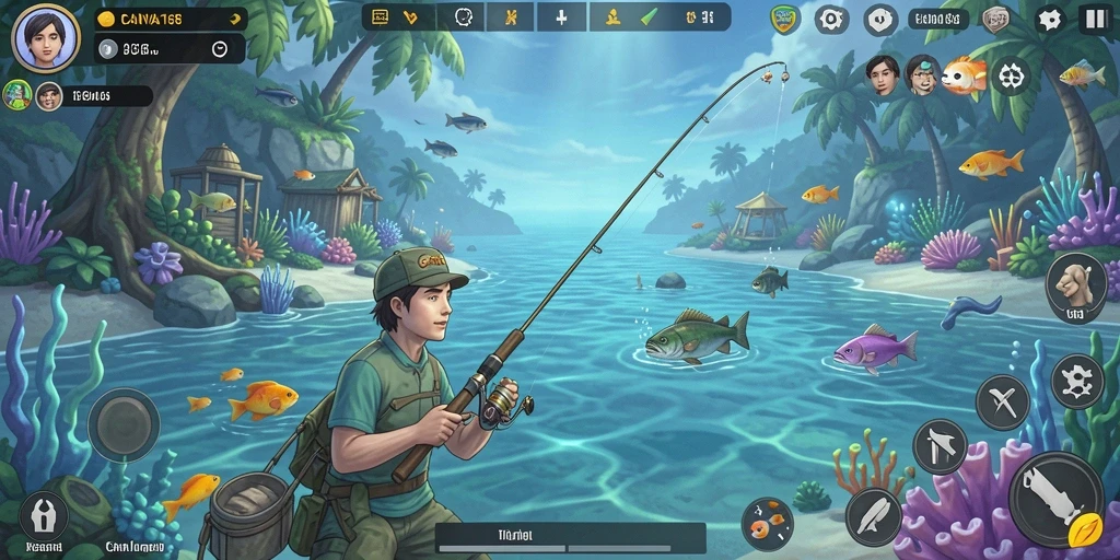 Gameplay menarik di <strong>CANVA168</strong> menunjukkan aksi menangkap ikan.