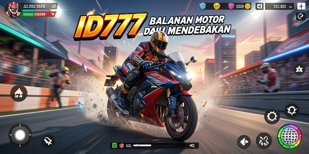 Screenshot menampilkan balapan motor yang mendebarkan di lintasan yang menantang.