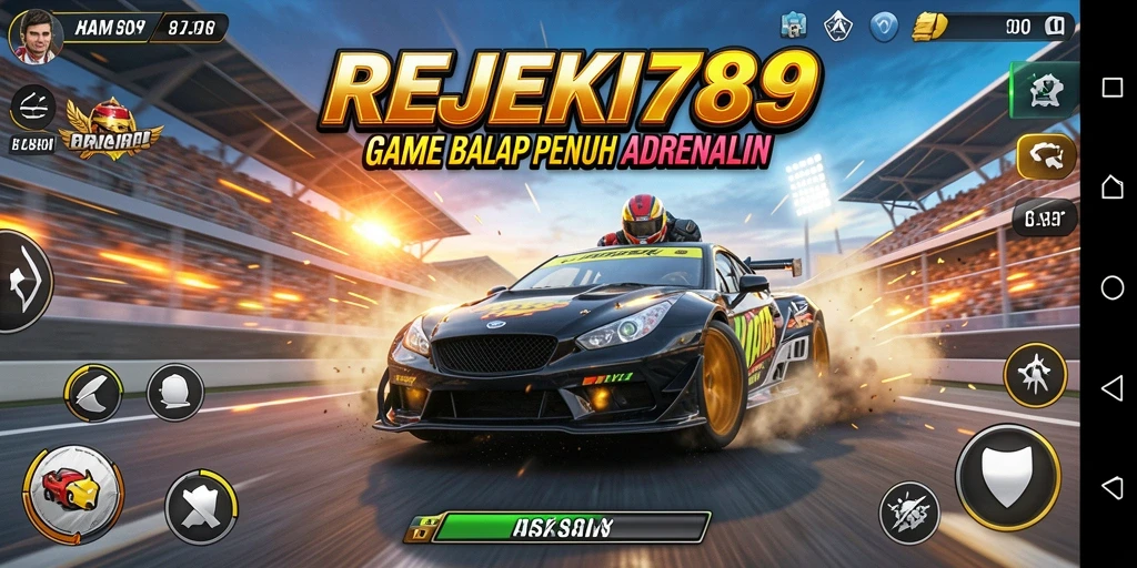 Tampilan gameplay balap yang mendebarkan di REJEKI789.